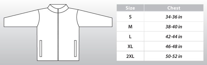 Warm Up Jacket Size Chart