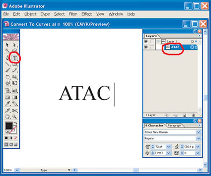 Converting Fonts to Outlines Step 1